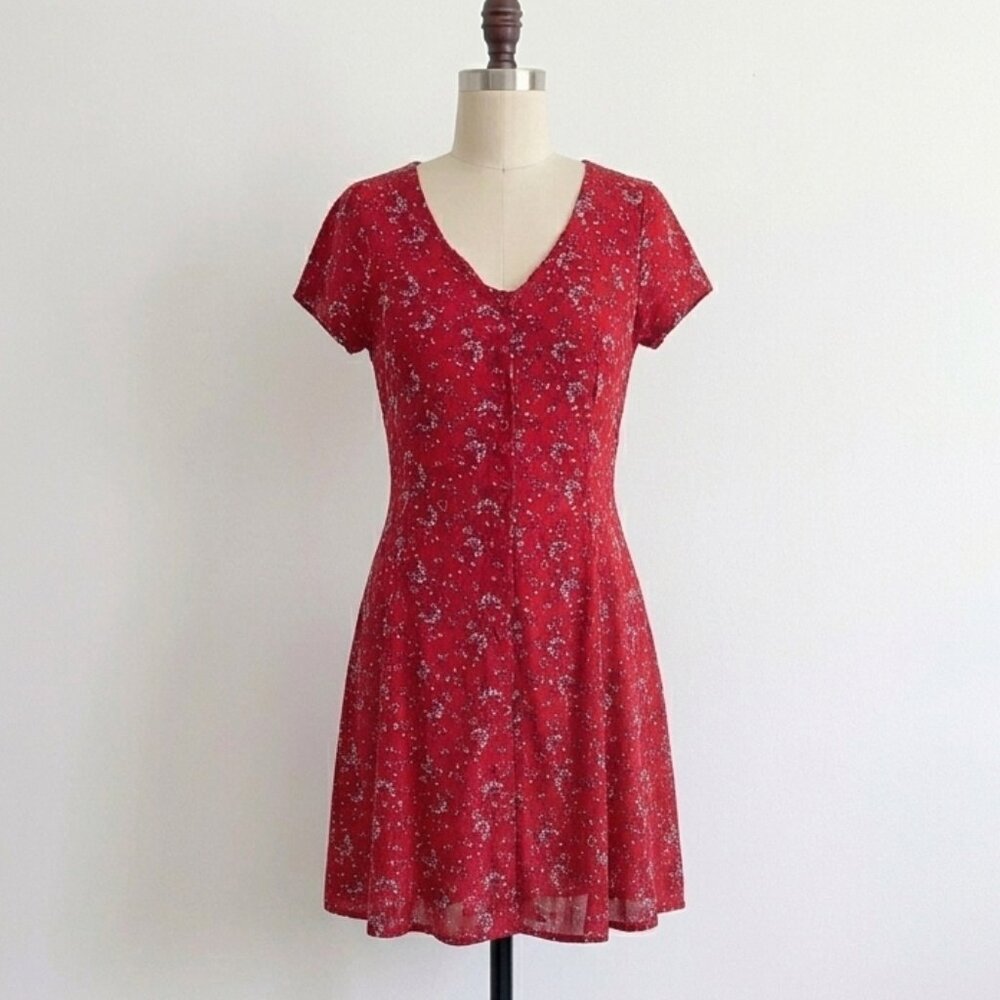 SOLD 90s Styled Band of Gypsies Dress Floral Mini Button Up Fairy Cottage